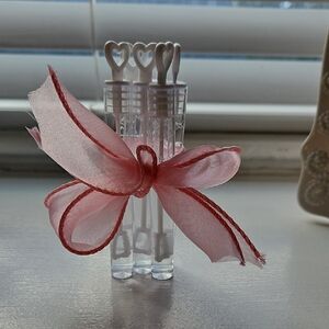 Valintines Bubble Wands with Pink Ribbon Set Of 6